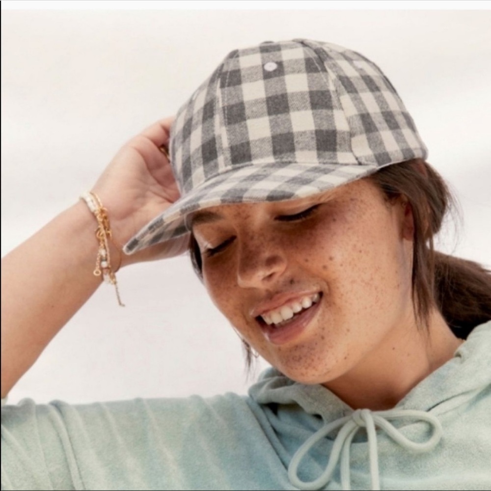 Cocus Pocus buffalo check gingham grey & white baseball cap NEW